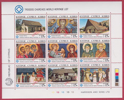 R* CYPRUS SPECIMEN BLOCK 9 V. MNH* 1987 TROODOS CHURCHES Mi Nr. 672-680 #5626 - Other & Unclassified
