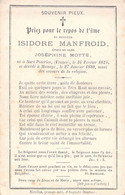 Faire Part De Déces - Isidore Manfroid Né A Sart Poteries Et Mort à Manage En 1880 - Obituary Notices