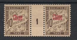 CHINE - 1901 - Taxe TT N°Yv. 2 - Type Duval 10c Brun - Paire Millésimée 1 - Neuf * / MH VF - Postage Due