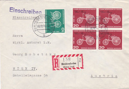Germany - 1961 Registered Cover Heidenheim To Vienna - Franked Daimler Benz Stamps - Covers & Documents