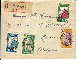 T.P. 37+40+46a+47 S/L. Rec. De MARADI Du 11 JUIN 1934 à NAMUR (Belgique) + Cachet Facteur "72" - Briefe U. Dokumente