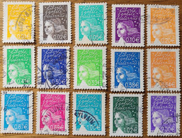 France Timbre Oblitérés Année 2002  N° YetT - 3443 à 3457- Marianne De Luquet - Used Stamps