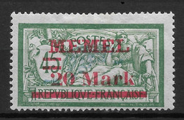 Memel 1921, 20m On 45c, Scott # 42,VF MH*OG - Ongebruikt