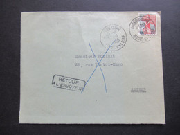 Frankreich 1959 Retour A L'Envoyeur Und Rückseitig Stempel Und Handschriftlicher Vermerk N'Habite Pas L'adresse Indiquée - Cartas & Documentos