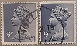 UK GB GREAT BRITAIN QEII 9p Machin Definitive, Major DRY PRINT Error (left) (right Is Normal To Compare), As Per Scan - Varietà, Errori & Curiosità