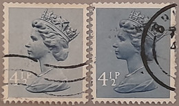UK GB GREAT BRITAIN QEII 4 1/2p Machin Definitive, Major DRY PRINT Error (left) (right Is Normal To Compare),as Per Scan - Plaatfouten En Curiosa