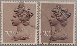 UK GB GREAT BRITAIN QEII 20p Machin Definitive, Major DRY PRINT Error (left) (right Is Normal To Compare),as Per Scan - Errors, Freaks & Oddities (EFOs