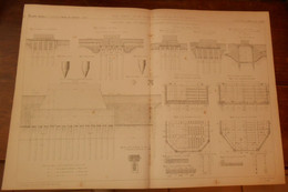 Plan D'une étude Générale Sur Les Travaux De Fondation Dans Des Terrains Moyennement Affouillables. 1865. - Arbeitsbeschaffung