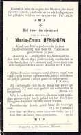 Faire Part De Déces Marie Emma Henghien Décédée à Etterbeek - 7x11cm - Obituary Notices