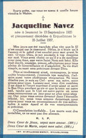 Faire Part De Déces Jacqueline Navez Décédée à Erquelinnes En 1937 - 7x11cm - Obituary Notices
