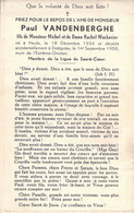 Faire Part De Déces Paul Vandenberghe Né à Heule Décédé à Dottignies En 1958 - 7x11cm - Obituary Notices