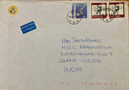 SWEDEN 1999, CYCLE ,CYCLIST ,BRIDGE,WATER 3 STAMPS,AIRMAIL COVER TO INDIA 22 KR RATE - Briefe U. Dokumente