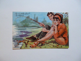Delcampe - PECHE  -  Carte Illustrateur Humoristique  -  On Ne Pêche Plus ,  ...ça Dépend  - - Angelsport