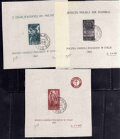 CORPO POLACCO POLISH BODY 1946 SOCCORSO DI GUERRA SERIE FOGLIETTI SET SHEETS USATI USED OBLITERE' FIRMATI SIGNED - 1946-47 Corpo Polacco