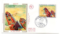 1972 -- FDC Soie --DERAIN--Les Péniches...... Cachet  PARIS - 75 ......à Saisir - 1970-1979