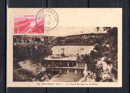 1949 TAMPONNEE MF " BARRAGE DE GENISSAT - AIN " Sur Carte Maximum. N° YT 817. Voir Les 2 Scans. CM A SAISIR ! - 1940-1949