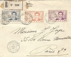 24-4-1939 - Enveloppe Recc. De Conakry  Affr. Série  Centenaire De René Caillé  Pour La France - Covers & Documents