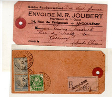 Etiquette Colis En Recommandé / De Joubert à Angoulême - 1921-1960: Modern Tijdperk