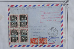 AU15 FRANCE  BELLE LETTRE 1959  1ER VOL PARIS ROME ISTANBUL BOULOC POUR ATHENES ++BLOC DE T.P +TAXE+ AFFRANCH. PLAISANT - 1960-.... Storia Postale