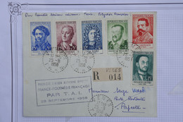 AU15 FRANCE  BELLE LETTRE RECOM.  1957  VENES  POUR  PAPEETE  TAHITI ++++ AFFRANCH. PLAISANT - 1960-.... Covers & Documents