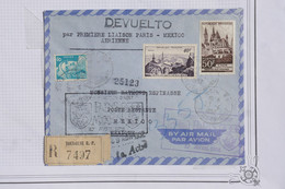 AU15 FRANCE  BELLE LETTRE RECOM.  1952 1ER VOL  PARIS POUR MEXICO   ++++ AFFRANCH. PLAISANT - 1960-.... Covers & Documents