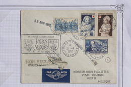 AU15 FRANCE  BELLE LETTRE RARE   1952 1ER VOL  PARIS POUR MEXICO   +PERSONNALISé MONTAGE PAPIER +++ AFFRANCH. PLAISANT - 1960-.... Brieven & Documenten