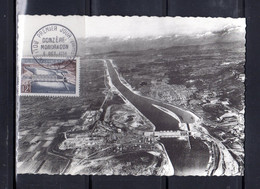 1956 TAMPONNEE MF " BARRAGE DE DONZERE " Sur Carte Maximum N°YT 1078. Voir Les 2 Scans CM A SAISIR ! - 1950-1959