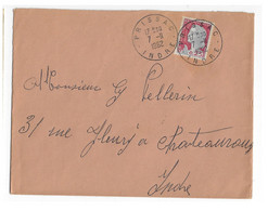 PRISSAC Indre Lettre 0,25 F Decaris Ob 7 11 1962 - Manual Postmarks