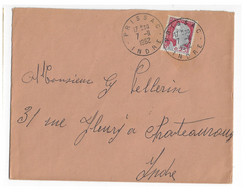 PRISSAC Indre Lettre 0,25 F Decaris Ob 7 11 1962 - Handstempel