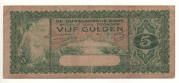 CURACAO   5  Gulden   (1939)  P22a   " Woman-view Of Willmestad At Front + Arms At Back" - Aruba (1986-...)