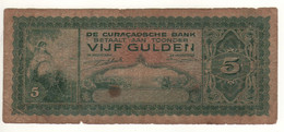 CURACAO   5  Gulden   (1943)  P25a   " Woman-view Of Willmestad At Front + Arms At Back" - Aruba (1986-...)