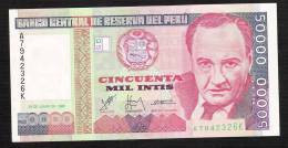 PEROU PERU  P142  50.000  INTIS   1988  SERIE A        UNC. - Perù