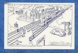 Ecole Planche A.m Besson Hachette Planche Pour L'enseignement Des Langues Vivantes Transport Train Velo Passage à Niveau - Planches Et Dessins - Originaux