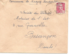 France Enveloppe - Mairie De Magny Montarlot  Cachet à Date 1948 - 1921-1960: Modern Tijdperk