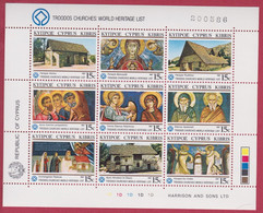 R* CYPRUS BLOCK 9 V. MNH* 1987 TROODOS CHURCHES Mi Nr. 672-680 #5627 - Andere & Zonder Classificatie