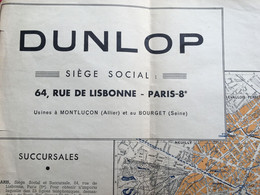 DUNLOP Pneumatique Plan De Paris Au Recto -☛Carte Routière De France Verso-☛Guide De L'automobile - Europa