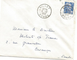 France Enveloppe Gilley Cachet à Date 1952  Doubs - 1921-1960: Modern Tijdperk