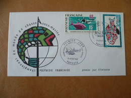 POLYNESIE FRANCAISE FDC   POSTE AERIENNE N° 29 / 30 CHAMPIONNAT DU MONDE PLONGEE SOUS MARINE POISSON - Tauchen