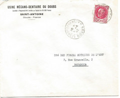 France Enveloppe Usine Dentaire Saint-Antoine Les Hôpitaux Neufs   Cachet à Date 1942 Doubs - 1921-1960: Modern Period