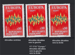 FR Variétés YT 1715 " Europa " étincelles Décalées à Gauche à Droite - Varietà: 1970-79 Nuovi