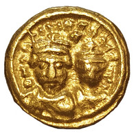 Pièce Byzantine Or - Héraclius Et Héraclius Constantin - Solidus Globulaire - 630-631 AD Carthage - Byzantinische Münzen