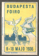 ESPERANTO Language FOIRO Caduceus HERMES Greek Mythology LABEL CINDERELLA VIGNETTE 1936 Hungary Exhibition Fair - Esperanto