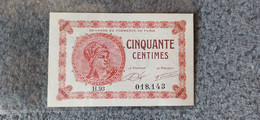 FRANCE BILLET NEUF CHAMBRE DE COMMERCE De PARIS - 50 Cinquante Centimes 10 Mars 1920 Série H.93 - Chambre De Commerce