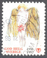 ANGEL Poinsettia FLOWER SWEDEN TBC STOCKHOLM Postmark 1996 1997 CHRISTMAS Charity Label Cinderella Vignette GOD HELG - 1930- ... Rollen II