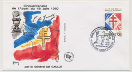 FRANCE - Env Cachet Temp "Hommage Au Général De Gaulle 83 Seillons Source D'Argens - 30/7/1990" S/2,30 Appel... - De Gaulle (General)