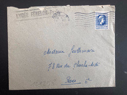 LETTRE TP M. D'ALGER 1F50 OBL.MEC.9 II 1945 PARIS 25 + LYCEE FENELON - 1944 Marianne Van Algerije