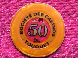 Rare Ancien Jeton En Francs Société Des Casinos Du Touquet Paris Plage-50 Du-Jeu Casino-CHIP TOKENS COINS GAMING-France - Casino