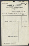 Receipt - Recibo * Portugal * Extremoz Evora * 1925 * Vasco & Cordeiro - Portogallo