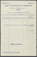 Receipt - Recibo * Portugal * Rua Da Palma Lisboa * 1925 *José Lourenço De Carvalho - Portugal