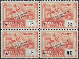 Portugal Block Of 4 1924 4th Centenary Of The Birth Luís De Camões Colour Proof With  “WATERLOW & SONS LTD SPECIMEN” - Proeven & Herdrukken